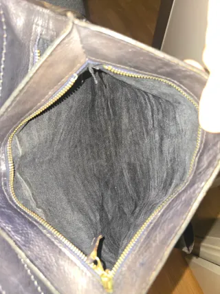 Borsa vintage pelle nera e marrone