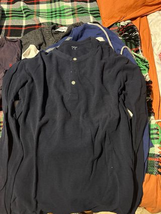 Camiseta Henley manga larga hombre azul