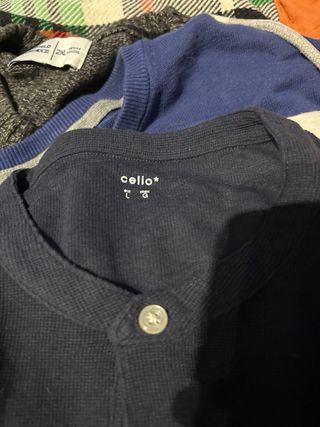 Camiseta Henley manga larga hombre azul