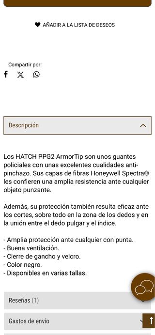 Guantes HATCH PPG2 con Spectra Antipinchazo