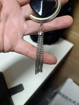 Collar largo mujer negro y plata