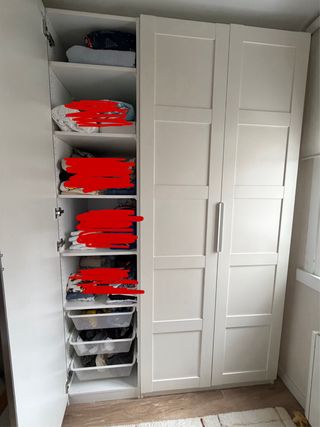 Armario blanco madera con puerta espejo