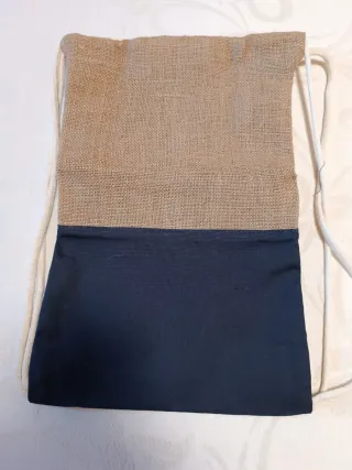 Petate de tela beige y azul