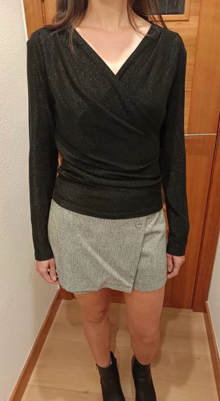 Top negro fiesta brillante