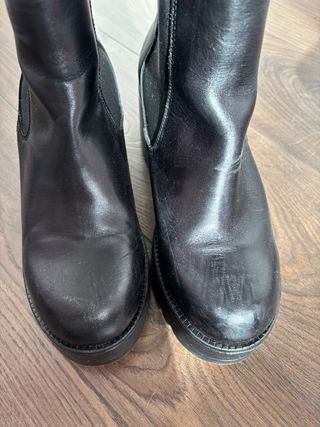 Botas negras cuero plataforma 6cm