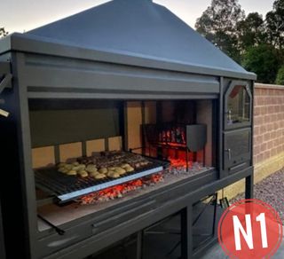 Barbacoa Leña Parrilla Metal Negra