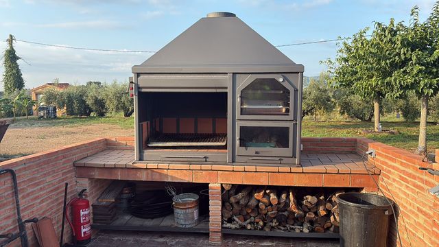 Barbacoa Leña Parrilla Metal Negra