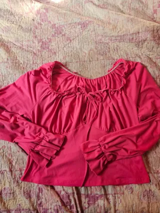 Top manga larga con volantes