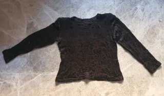 Camiseta terciopelo marrón flores M scudetto