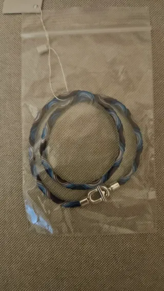 Pulsera/Collar Tous Plata y Tela Azul