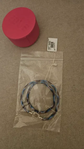 Pulsera/Collar Tous Plata y Tela Azul