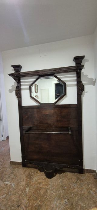 Perchero recibidor antiguo madera espejo