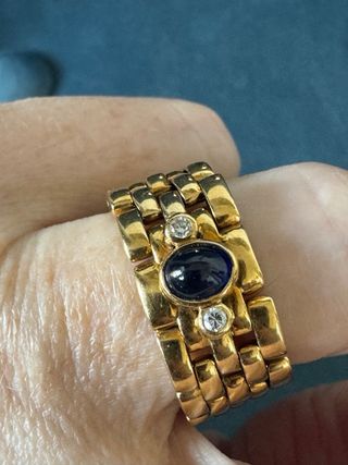 Anillo Oro 18k Zafiro y  brillante