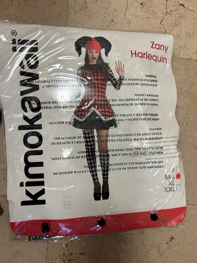 Disfraz Harlequin Zany Kimokawaii Talla S