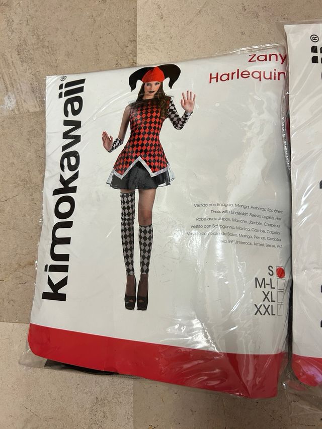Disfraz Harlequin Zany Kimokawaii Talla S