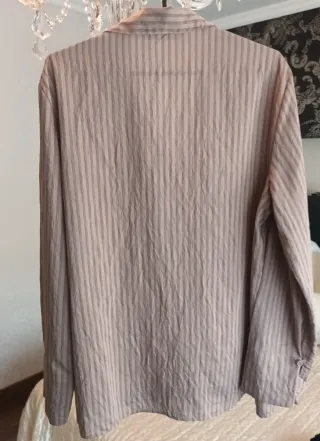 Camisa Zara Rayas Marrón Talla L