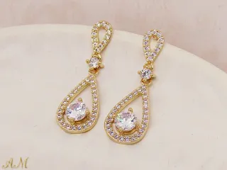 Pendientes circonitas lágrima dorado o plateado