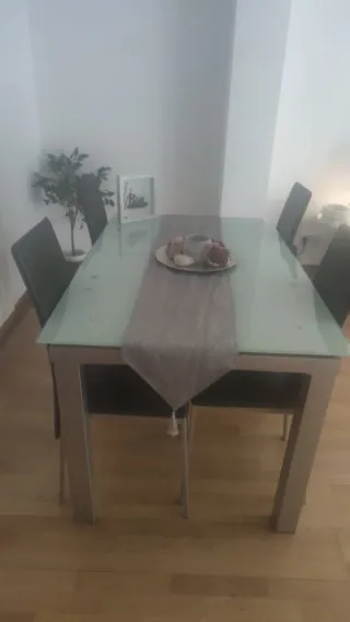 Mesa de comedor extensible cristal y metal