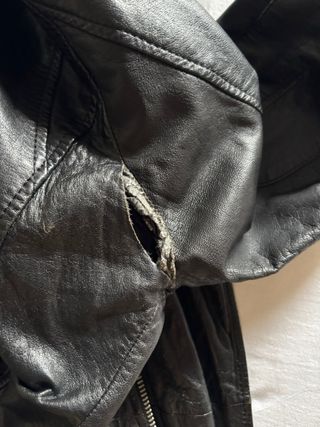 Cazadora Biker Piel Trussardi Jeans Negra