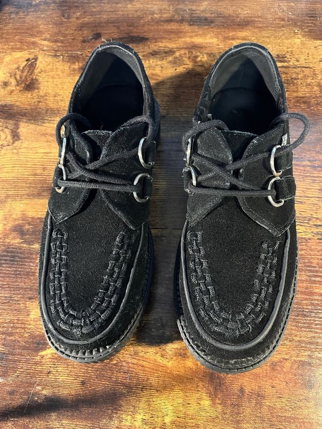 Zapatos Creepers Ante Negro. talla 38