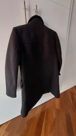 Abrigo Zara Mujer Negro Botones Dorados