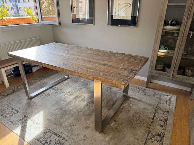 Tavolo da Pranzo in Rovere e Acciaio Portico