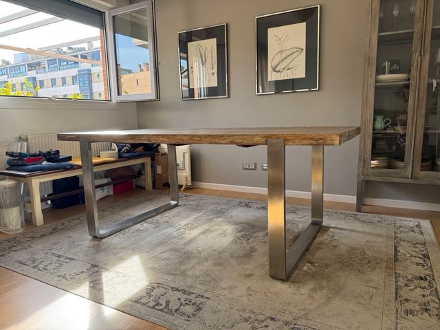 Tavolo da Pranzo in Rovere e Acciaio Portico