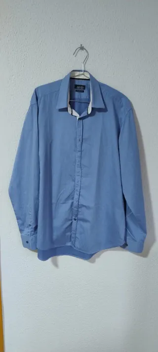 Camisa Zara Hombre Talla 42 Azul