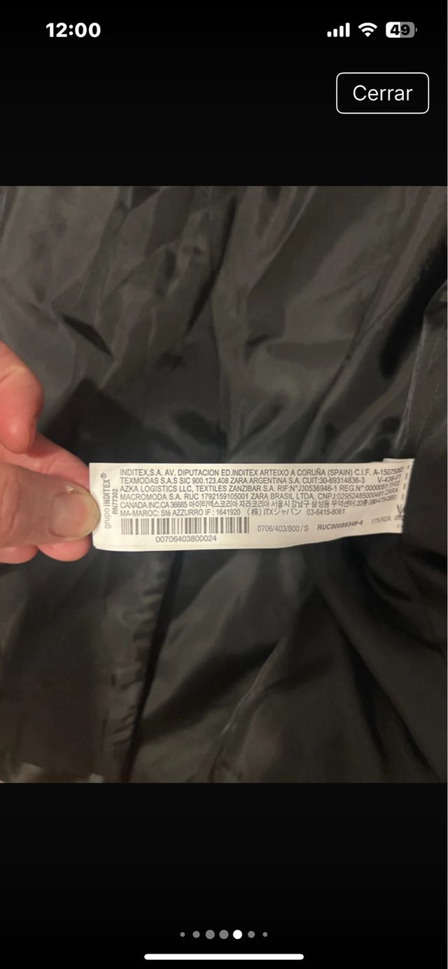 Cazadora Zara hombre negra