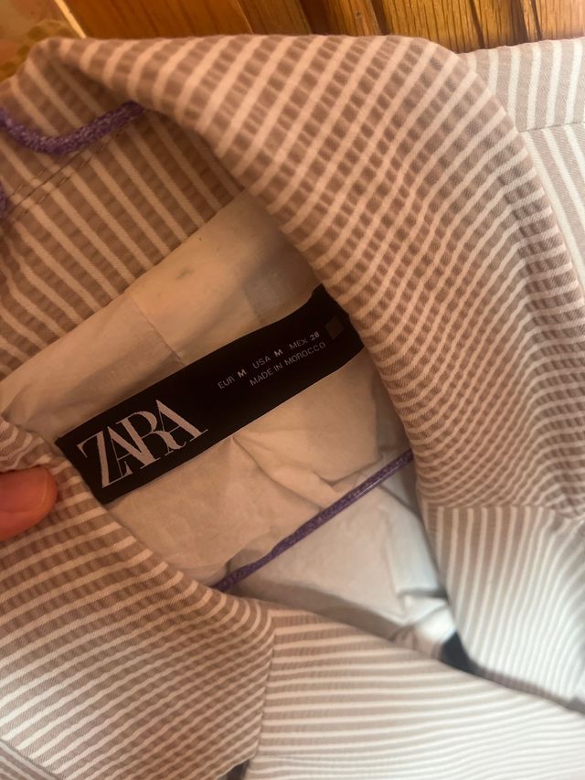 Americana Zara oversize rayas beige/blanco Talla M