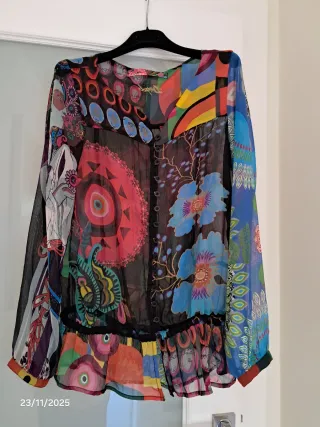 Camisa Desigual Multicolor Semitransparente