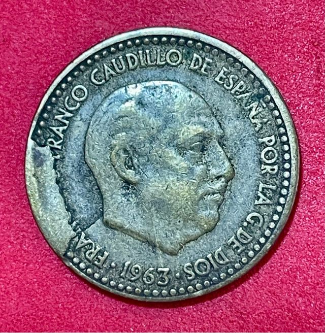 ERROR 1 Peseta 1953 CUÑO PARTIDO Y DESCANTILLADO