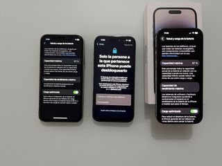 Lote 3 iPhones: 14 Pro 256GB (x2) e XR 64GB (cambio)