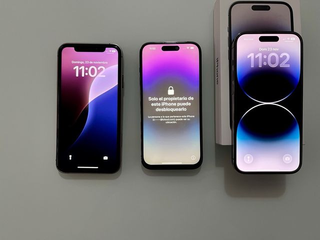 Lote 3 iPhones: 14 Pro 256GB (x2) e XR 64GB (cambio)
