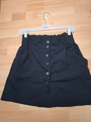 Falda Zara Negra Botones Mini