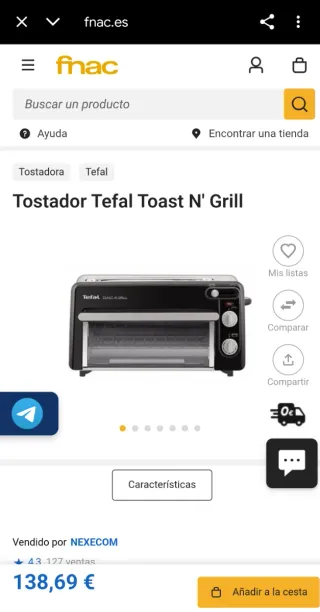 Tostador Tefal Toast n'grill TL6008