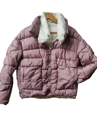 Cazadora acolchada reversible beige/rosa