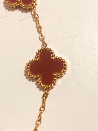 Pulsera trébol burdeos y dorada