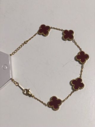 Pulsera trébol burdeos y dorada