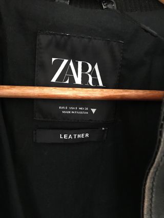 Cazadora Bomber Piel Zara Negra