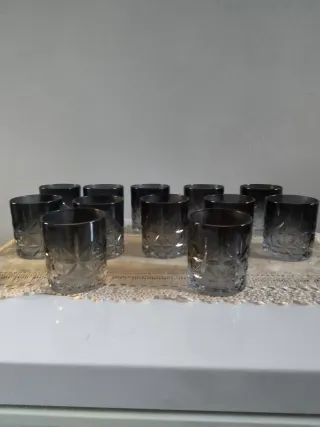 Set 6 Bicchieri Vetro Nero Fumé