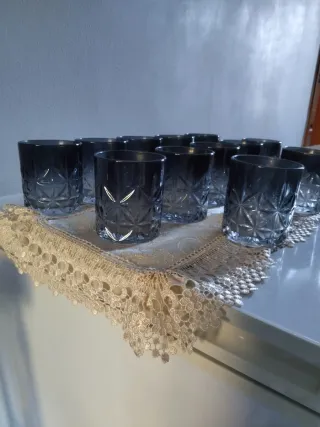 Set 6 Bicchieri Vetro Nero Fumé