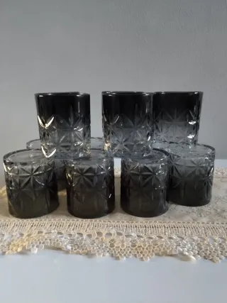 Set 6 Bicchieri Vetro Nero Fumé