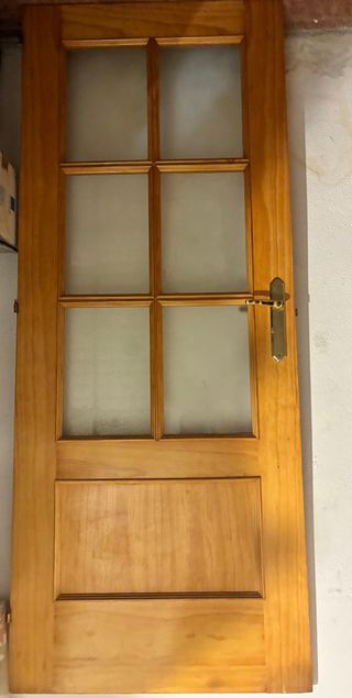 Puerta madera maciza cristal 92x204