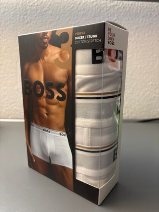 Pack 3 Boxer Boss Blancos Algodón Stretch