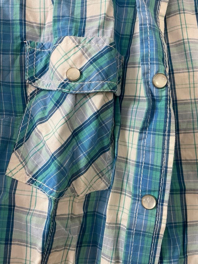 Camisa Roly Cuadros Azul Blanco Talla L