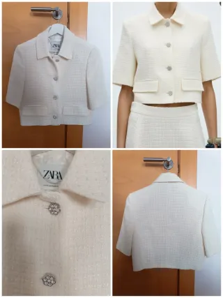 Blazer Zara tweed crop botones joya