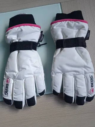 Guantes de esquí Berg blancos y rosas
