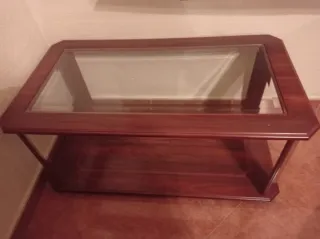 Mesa de salón baja cristal y madera