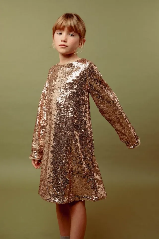 Vestido fiesta lentejuelas dorado